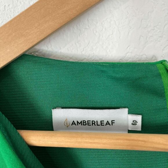 Amberleaf Green Navy Blue Color Block 3/4 Sleeve Mini Dress Women's Size 6P - Picture 4 of 4